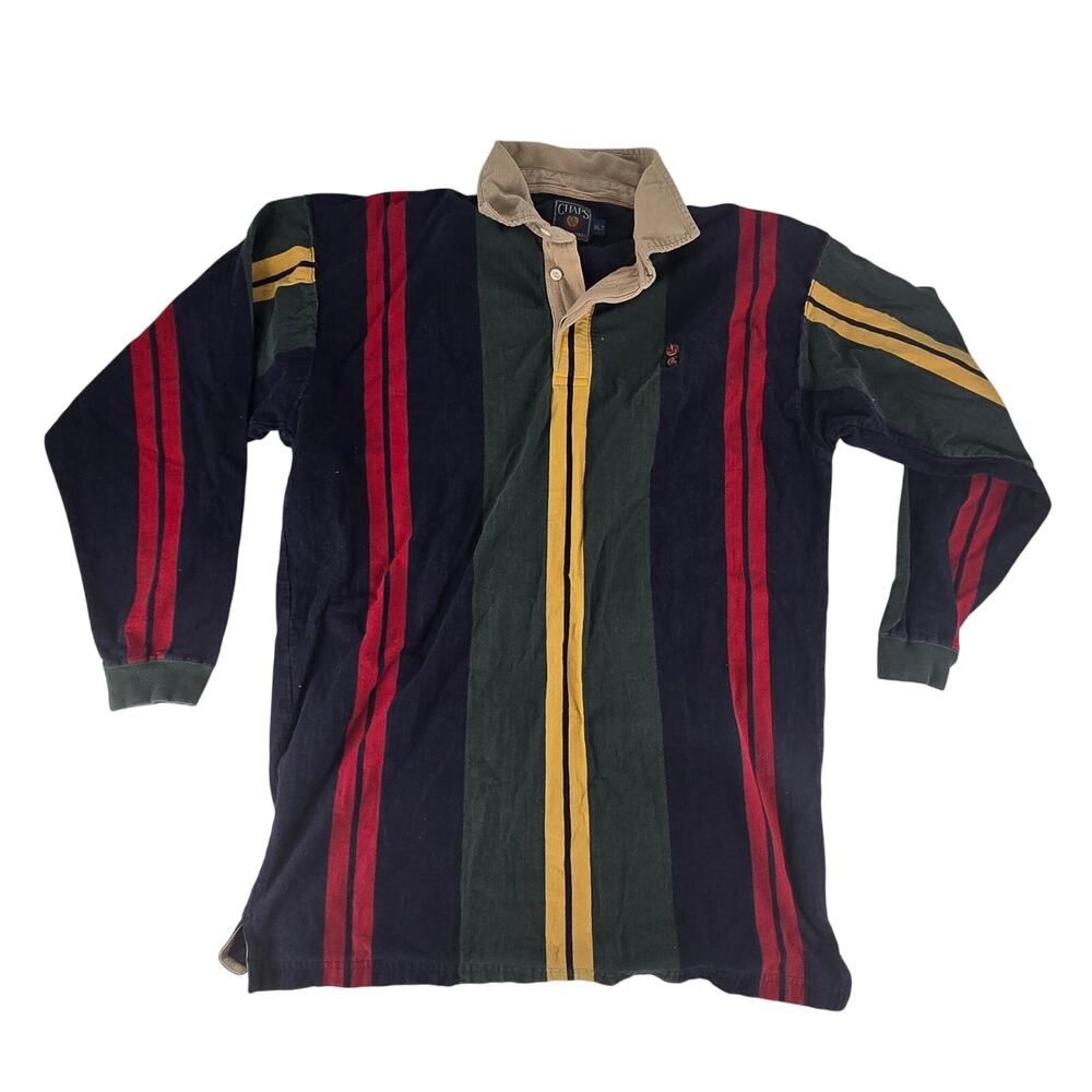 Vintage Ralph Lauren x Chaps Striped Rugby Shirt XLT Crest Long Sleeve Collared